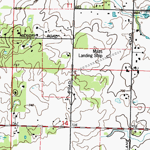 Topographic Map of Herbert C Maas Airport, IL