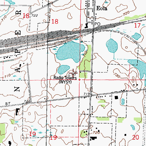 Topographic Map of WYSY-AM (Aurora), IL