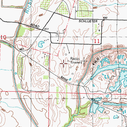 Topographic Map of WIBV-AM (Belleville), IL