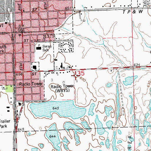 Topographic Map of WBYS-AM (Canton), IL