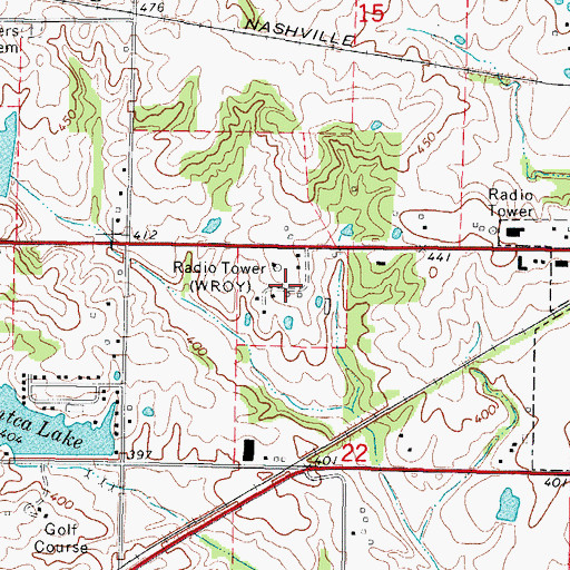 Topographic Map of WROY-AM (Carmi), IL