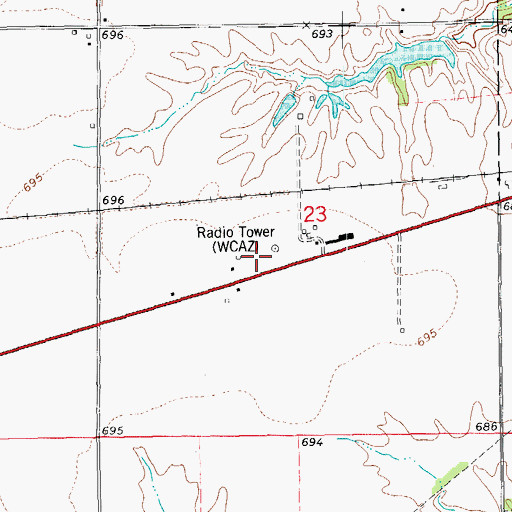 Topographic Map of WCAZ-AM (Carthage), IL