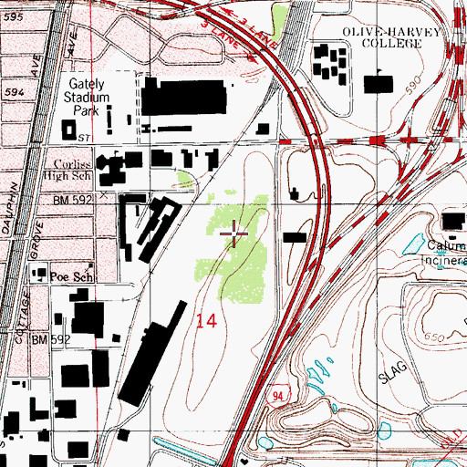 Topographic Map of WOPA-AM (Chicago), IN