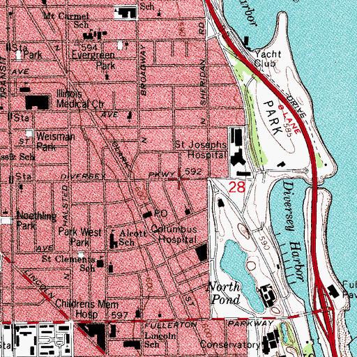 Topographic Map of WCRW-AM (Chicago), IL