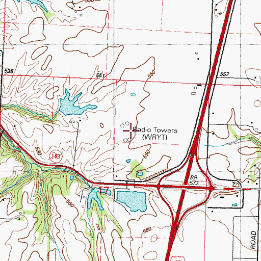 Topographic Map of WRYT-AM (Edwardsville), IL