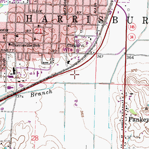 Topographic Map of WEBQ-AM (Harrisburg), IL