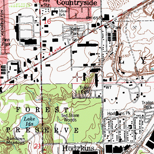 Topographic Map of WTAQ-AM (La Grange), IL