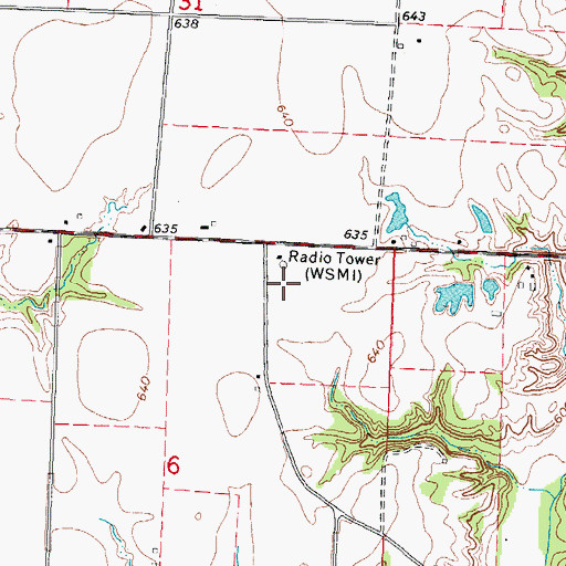 Topographic Map of WSMI-AM (Litchfield), IL
