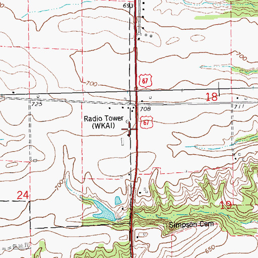 Topographic Map of WLRB-AM (Macomb), IL