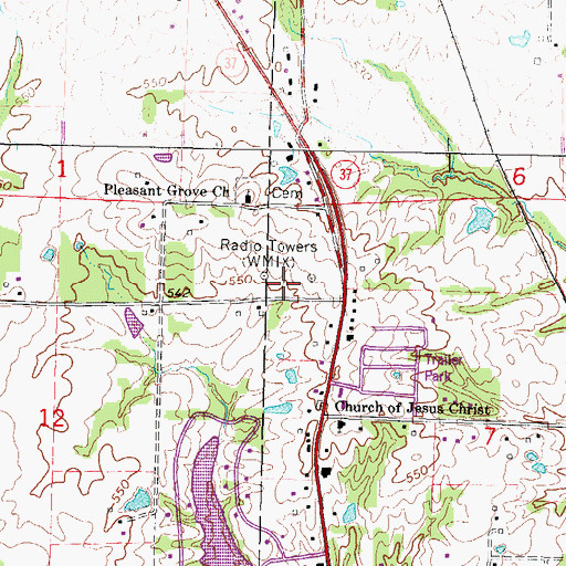 Topographic Map of WMIX-AM (Mount Vernon), IL