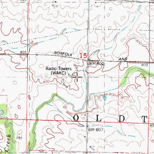 Topographic Map of WBCI-AM (Normal), IL