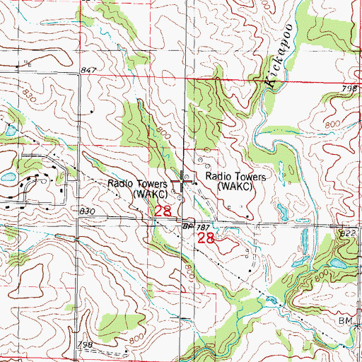 Topographic Map of WBCI-AM (Normal), IL