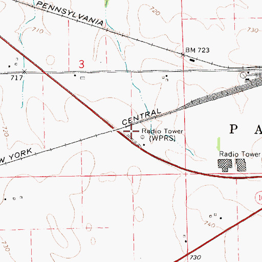 Topographic Map of WPRS-AM (Paris), IL