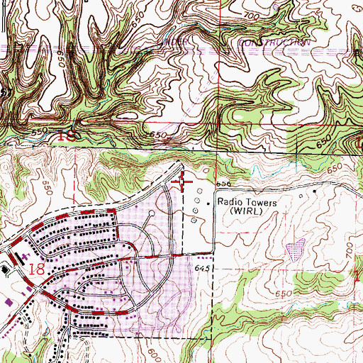 Topographic Map of WIRL-AM (Peoria), IL