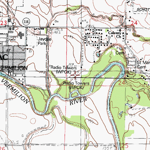 Topographic Map of WPOK-AM (Pontiac), IL