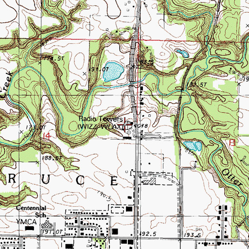 Topographic Map of WIZZ-AM (Streator), IL