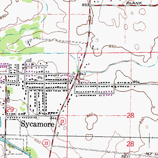 Topographic Map of WSQR-AM (Sycamore), IL
