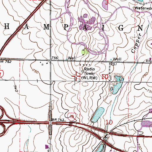 Topographic Map of WBCP-AM (Urbana), IL