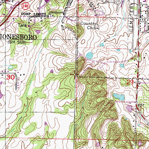 Topographic Map of WRAJ-FM (Anna), IL