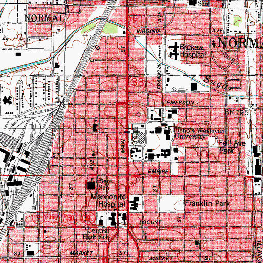 Topographic Map of WESN-FM (Bloomington), IL