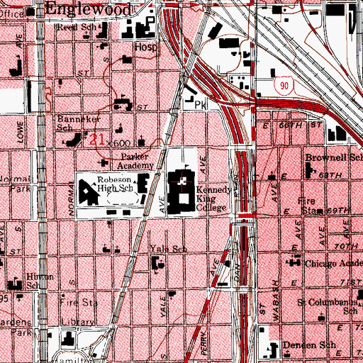 Topographic Map of WKKC-FM (Chicago), IL