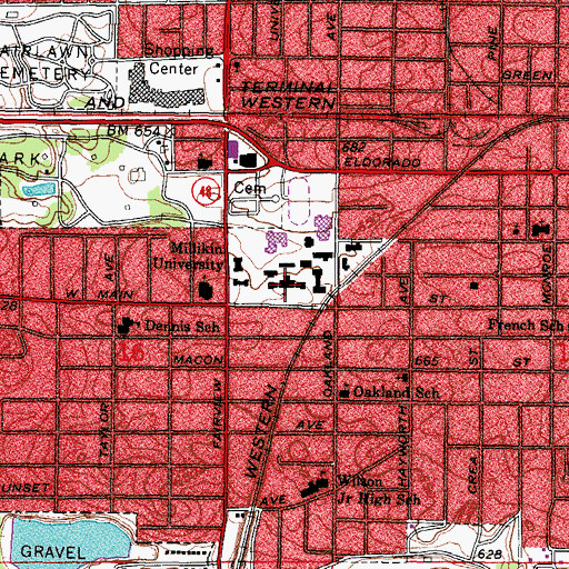 Topographic Map of WJMU-FM (Decatur), IL