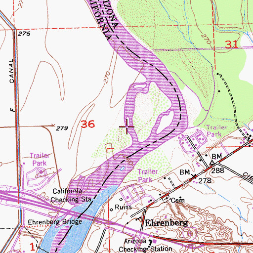 Topographic Map of Olive City (historical), AZ