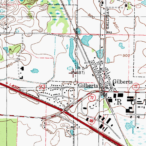Topographic Map of WABT-FM (Dundee), IL