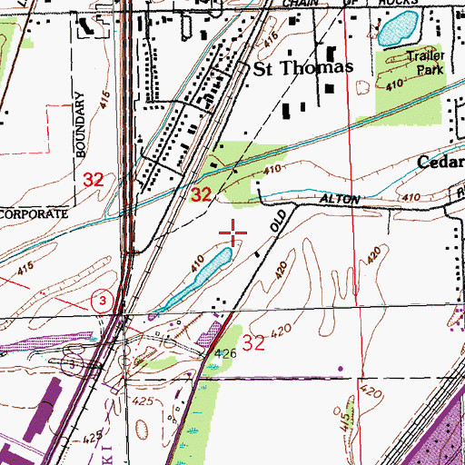 Topographic Map of WMRY-FM (East Saint Louis), MO