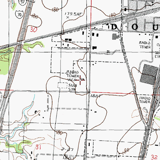 Topographic Map of WCRC-FM (Effingham), IL
