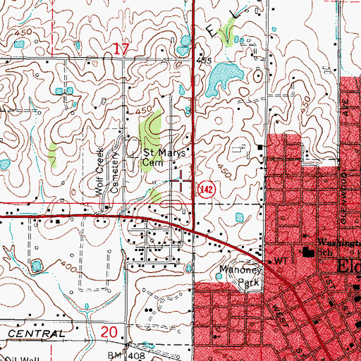 Topographic Map of WEBQ-FM (Eldorado), IL