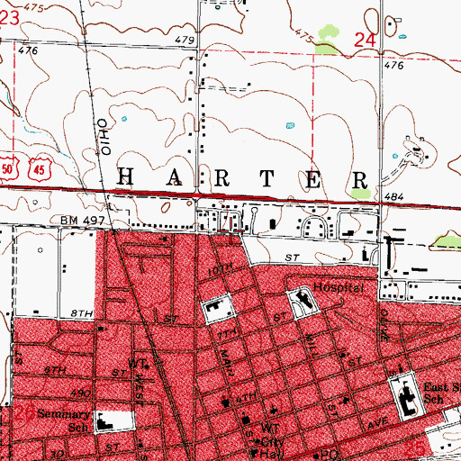 Topographic Map of WNOI-FM (Flora), IL
