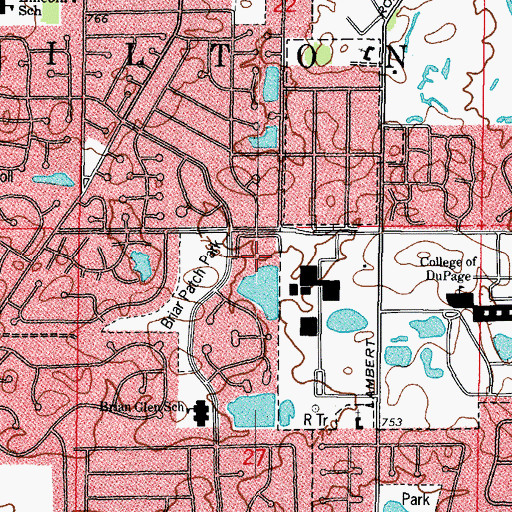 Topographic Map of WDCB-FM (Glen Ellyn), IL