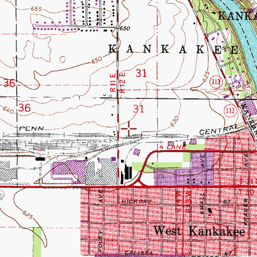 Topographic Map of WLRT-FM (Kankakee), IL