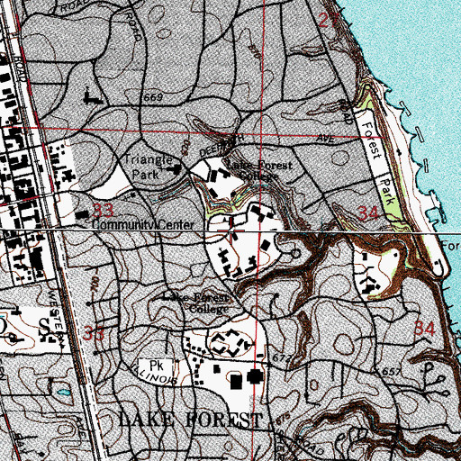 Topographic Map of WMXM-FM (Lake Forest), IL