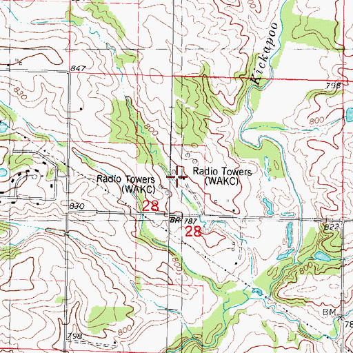 Topographic Map of WRXZ-FM (Le Roy), IL