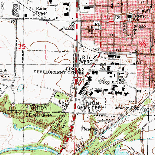 Topographic Map of WESZ-FM (Lincoln), IL