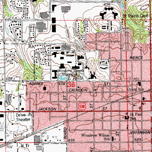 Topographic Map of WIUS-FM (Macomb), IL