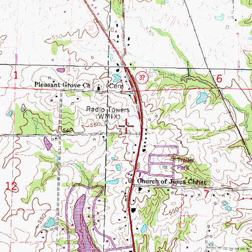 Topographic Map of WMIX-FM (Mount Vernon), IL