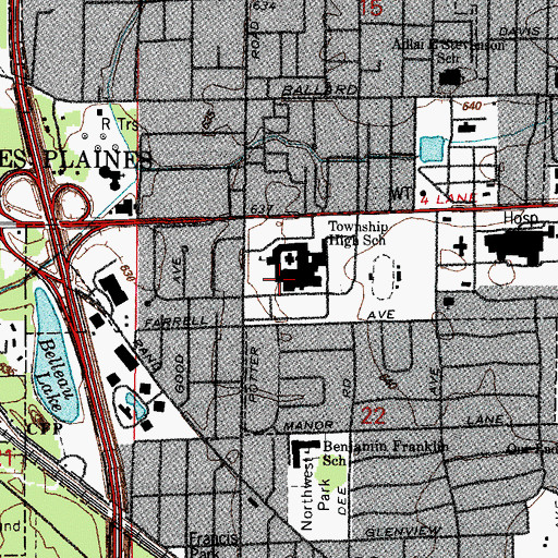 Topographic Map of WMTH-FM (Park Ridge), IL