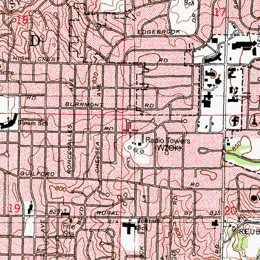 Topographic Map of WZOK-FM (Rockford), IL