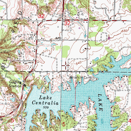 Topographic Map of WJBD-FM (Salem), IL