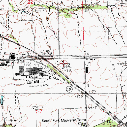 Topographic Map of WJVO-FM (South Jacksonville), IL