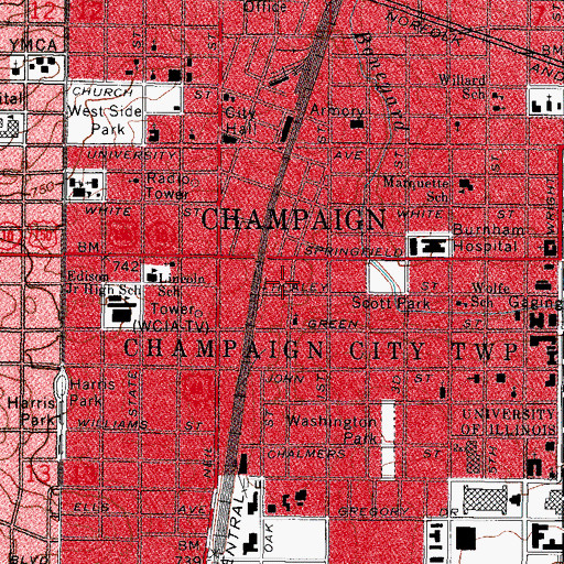 Topographic Map of WKIO-FM (Urbana), IL