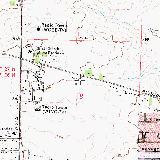 Topographic Map of WKMQ-FM (Winnebago), IL