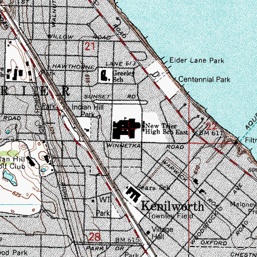 Topographic Map of WNTH-FM (Winnetka), IL