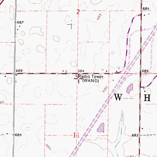Topographic Map of WAND-TV (Decatur), IL