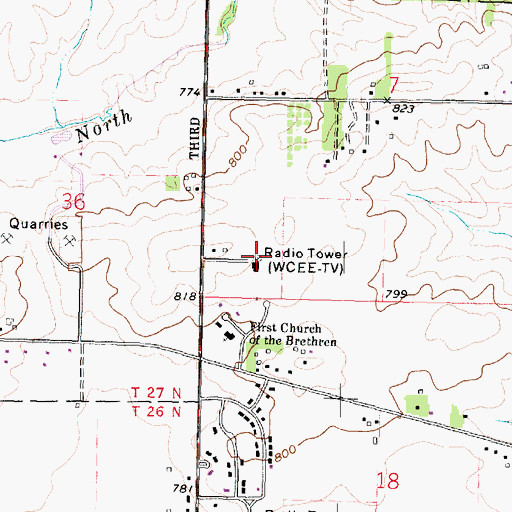 Topographic Map of WIFR-TV (Freeport), IL