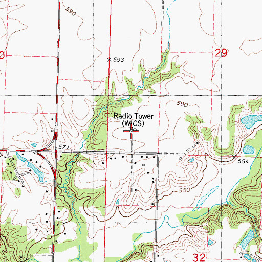 Topographic Map of WICS-TV (Springfield), IL