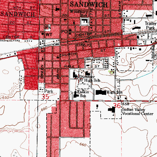 Topographic Map of Dummer Attendence Center, IL